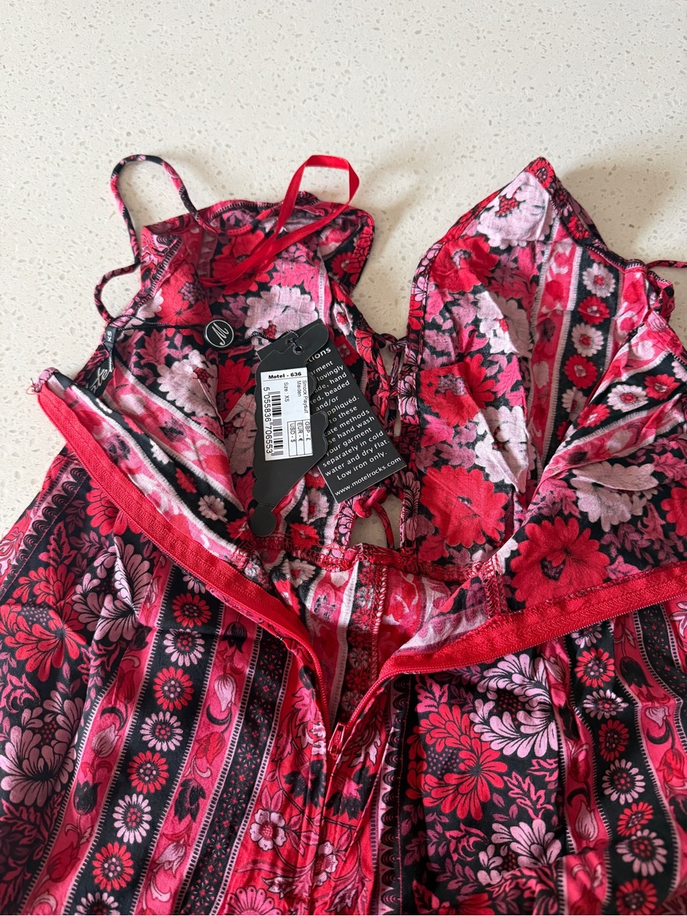 Motel Rocks Red Floral Print Strappy Romper - Picture 13 of 15
